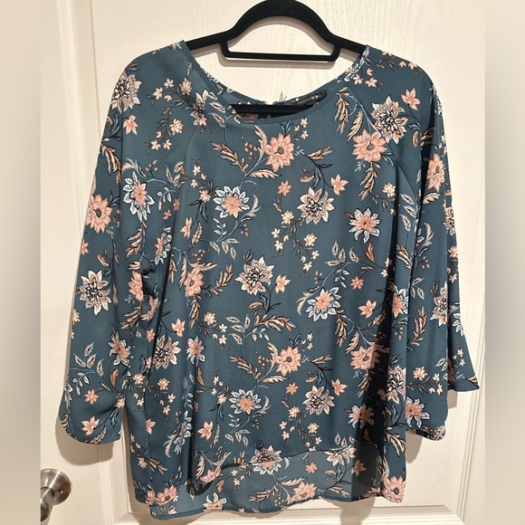 Papermoon Tops - Papermoon Floral Teal and Pink Blouse